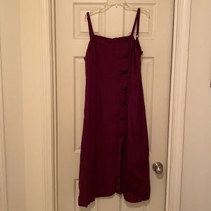 Long slit leg maroon dress with buttons